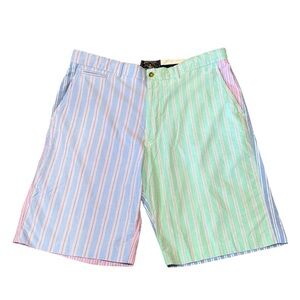 American Living Pastel Color Block Pinstriped 11” Oxford Colorful Mens Shorts 38